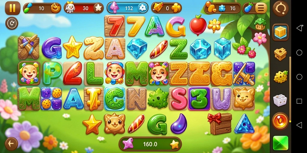 Tampilan gameplay seru dari 77AG dengan puzzle Match-3.