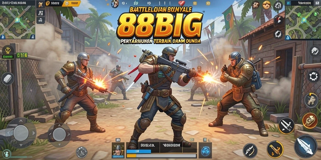 Screenshot gameplay seru di 88BIG menampilkan pertarungan Battle Royale yang mendebarkan.