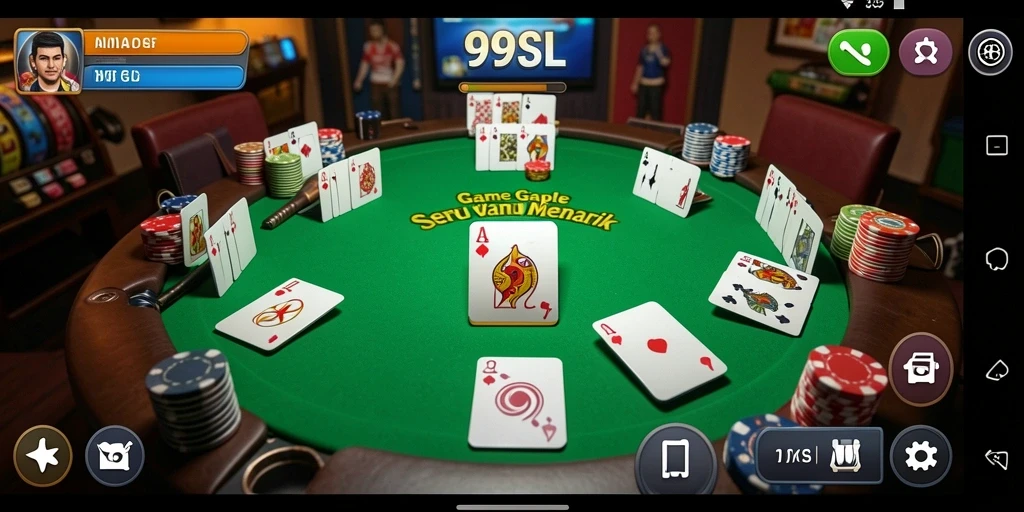 Tangkapan layar utama 99SL dengan gameplay Gaple yang seru.