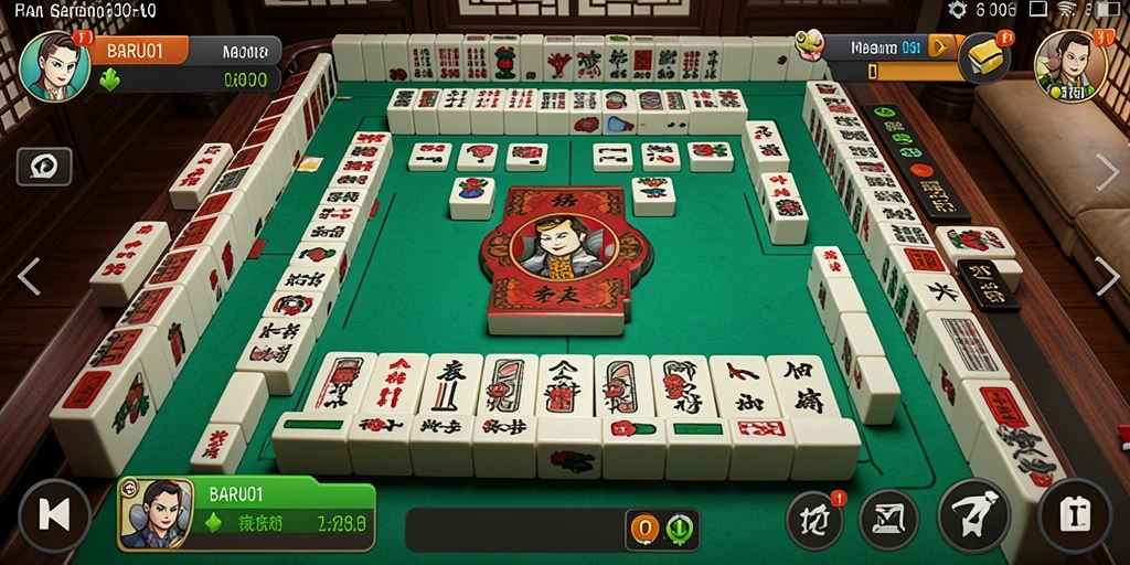 Tampilan gameplay menarik dari BARU01 yang menampilkan aksi Mahjong seru.
