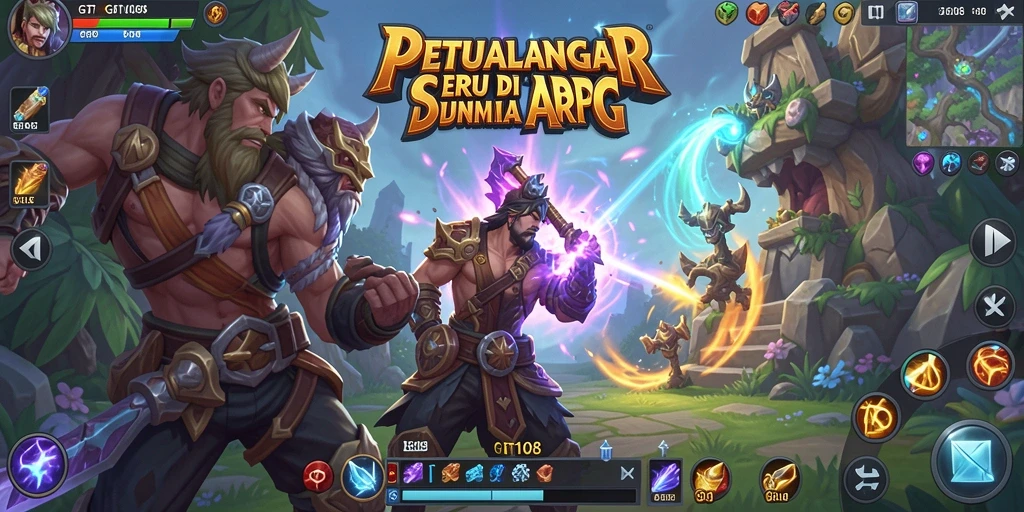 Screenshot gameplay GT108 menampilkan pertarungan epik dalam dunia ARPG.