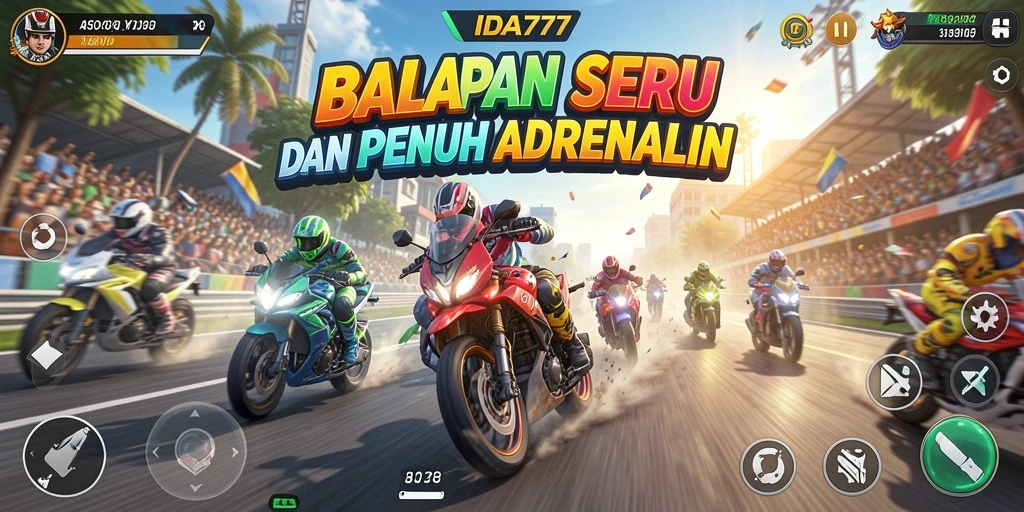 Tampilan gameplay balapan yang mendebarkan di IDA777.