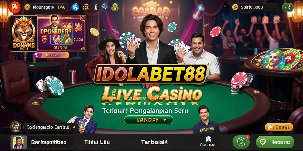 Screenshot gameplay IDOLABET88 yang menunjukkan dealer langsung dan permainan seru.
