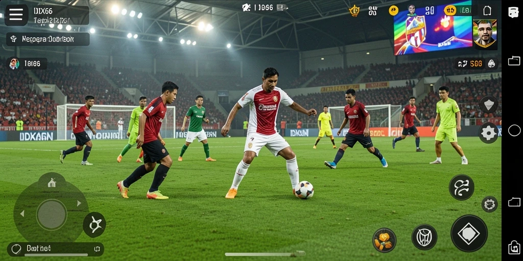 Tampilan menarik dari gameplay Sepak Bola IDX66 yang seru.