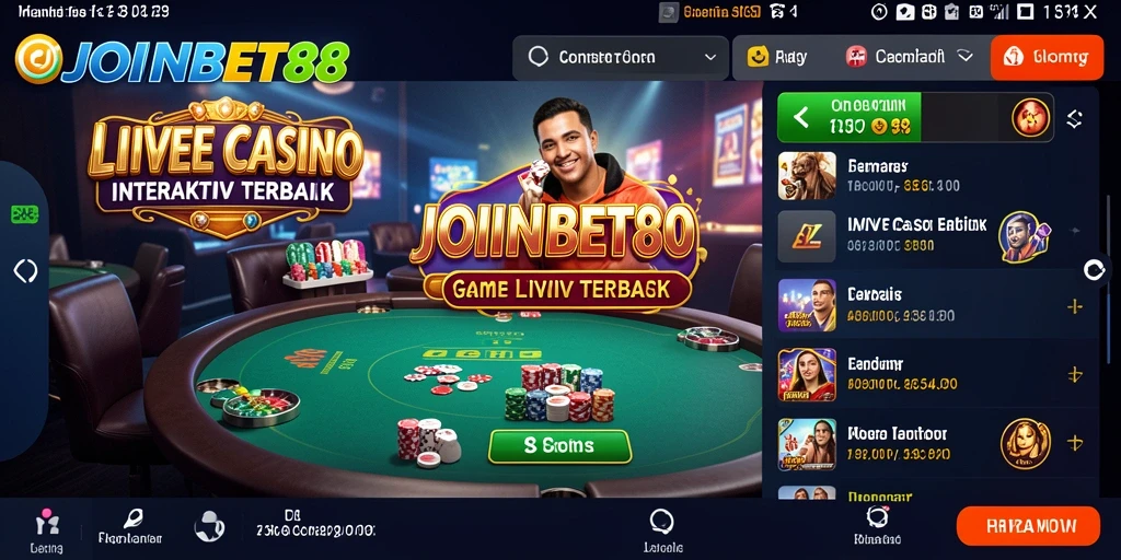 Tampilan gameplay langsung kasino dengan dealer profesional di JOINBET88.