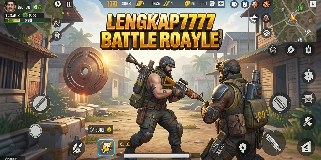 Tampilan gameplay seru LENGKAP777 dalam pertempuran Battle Royale.