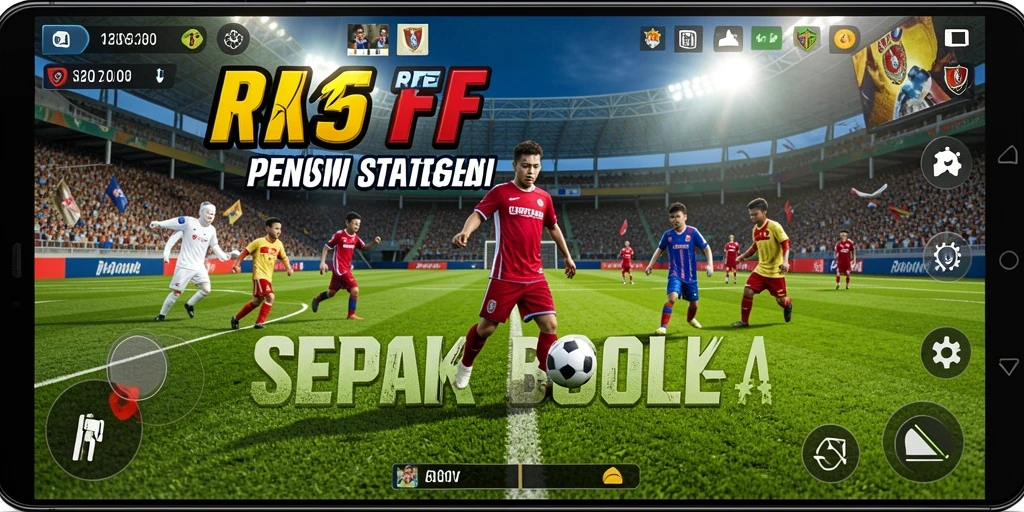 Screenshot RK55 menampilkan aksi mengasyikkan dalam pertandingan sepak bola.